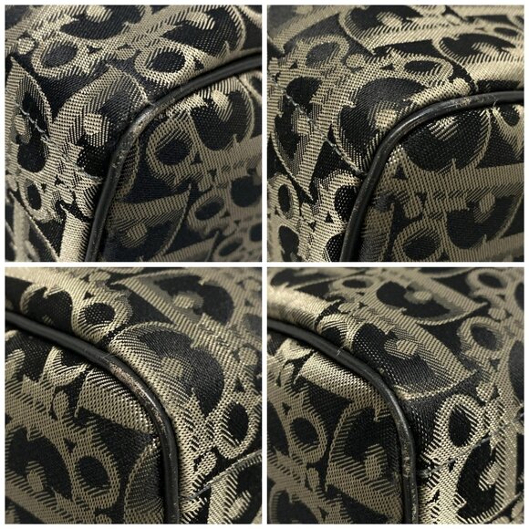 Auth DIOR/ChristianDior Trotteur Black Gray Dark Gray Jacquard Leather Handbag - Picture 16 of 16